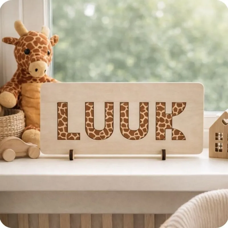 Naampuzzel jungle Giraffe