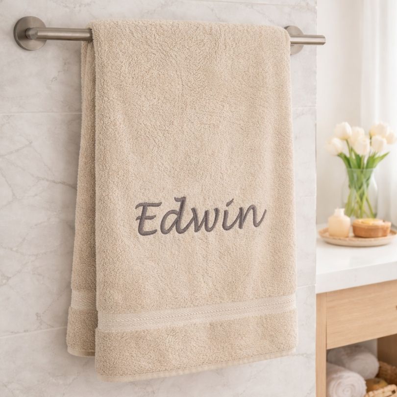 douchelaken met naam geborduurd