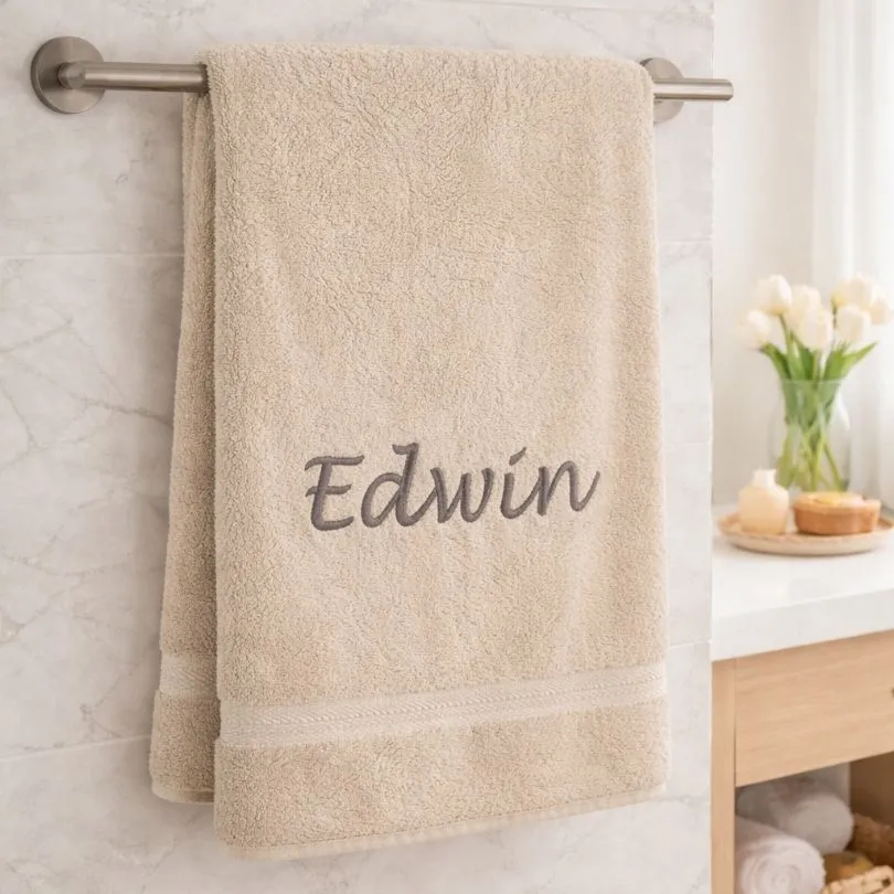 douchelaken met naam geborduurd