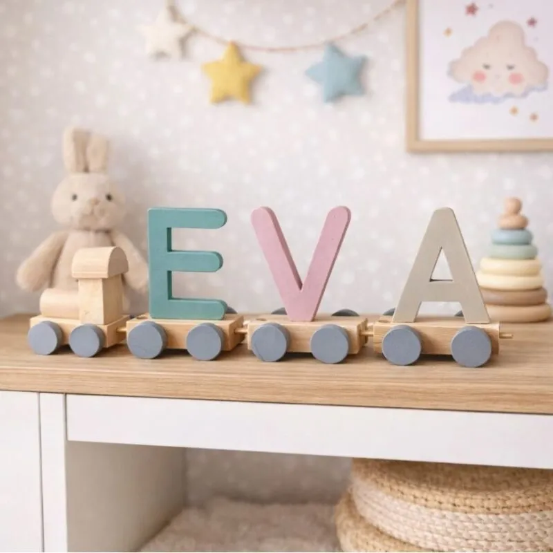 houten lettertrein mixkleur