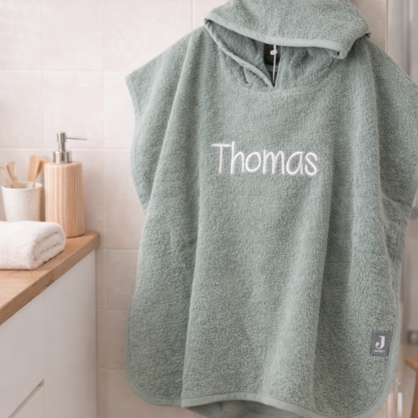 Jollein Badponcho met naam ash green