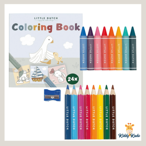kleurboek met potloden en waskrijt