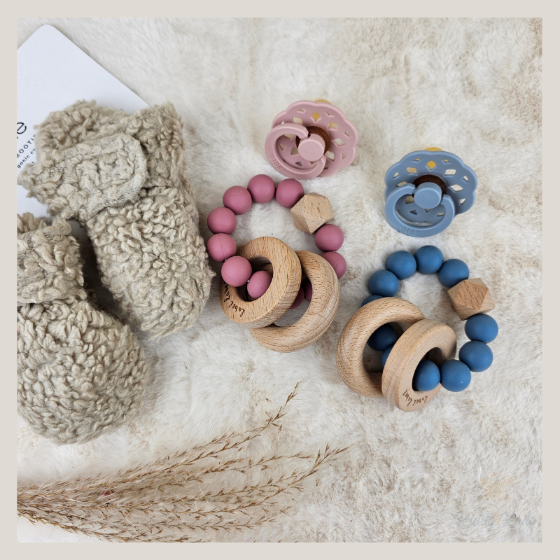 Silicone en hout bijtring