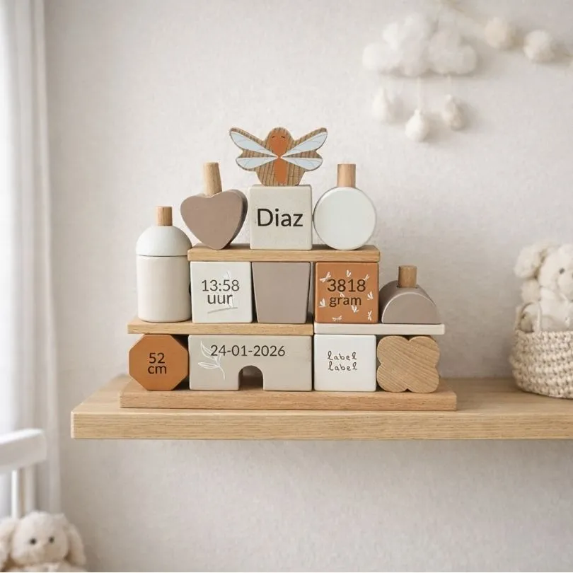 Stapelhuis Nougat met geboorte gegevens gegraveerd