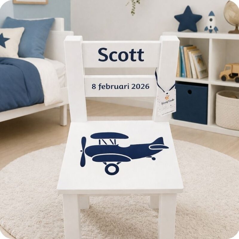 Stoeltje met naam vliegtuig
