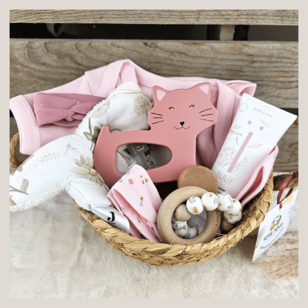 Cadeau mand Roze Kat