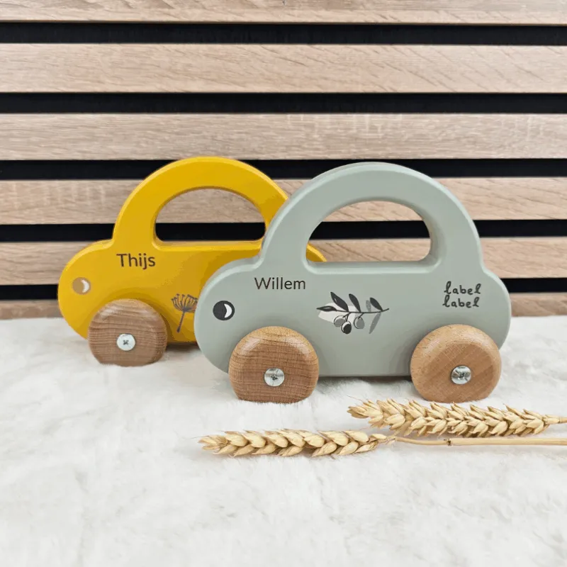 Houten auto (5 kleuren) - Label Label