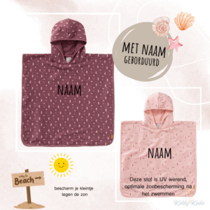 UV werende badponcho met naam geborduurd