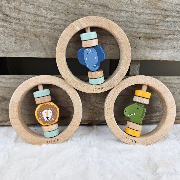 Houten ronde rammelaar dieren - Trixie