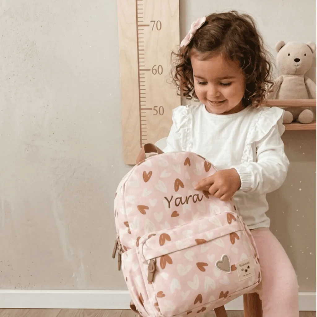 rugzak met harten optioneel met naam geborduurd