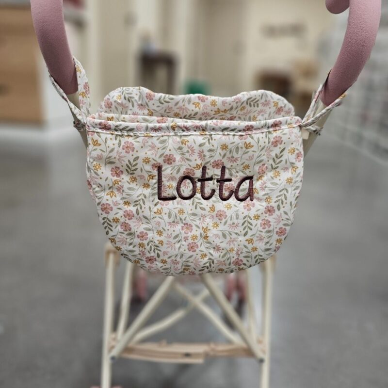 Poppenbuggy Soft Flowers met naam geborduurd