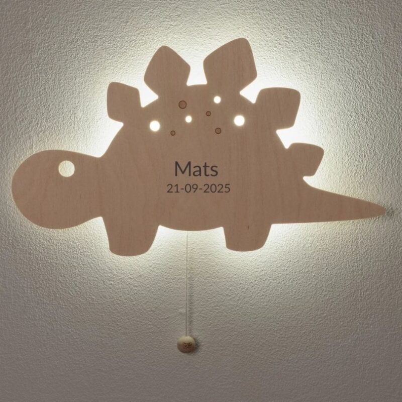 wandlamp Dino met naam gegraveerd