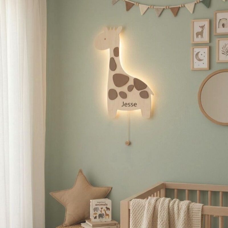 wandlamp giraffe met naam
