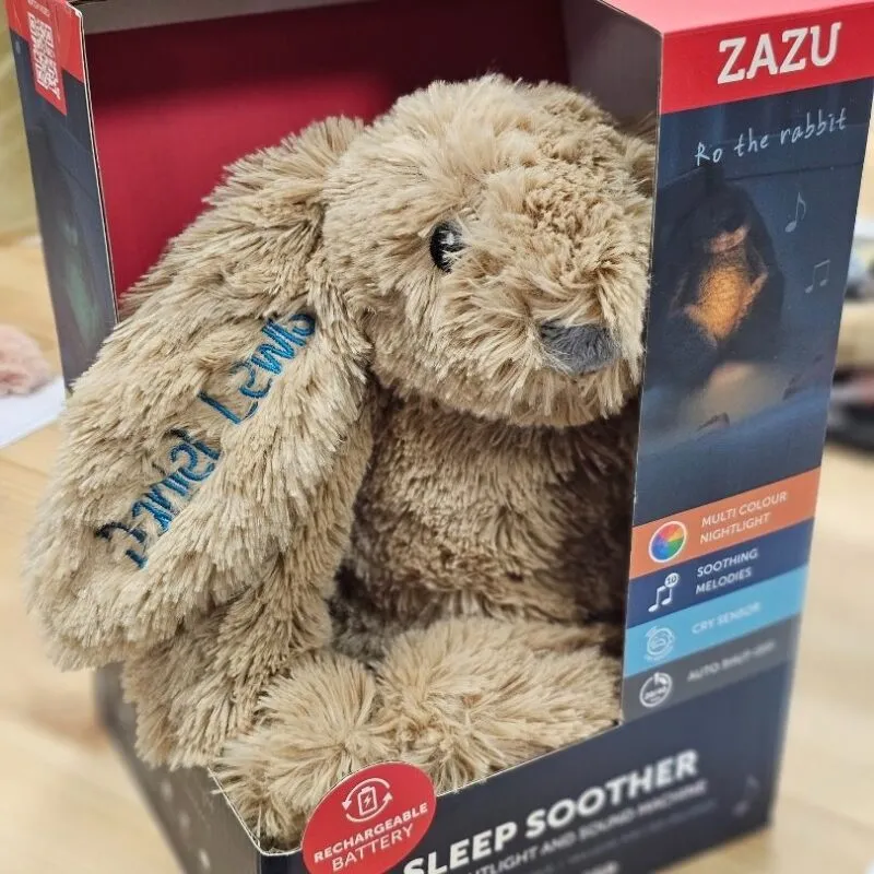 Zazu Ro Knuffel konijn met Nachtlampje met naam geborduurd
