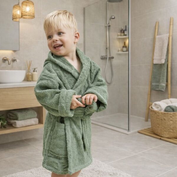 Badjas met naam geborduurd forest green