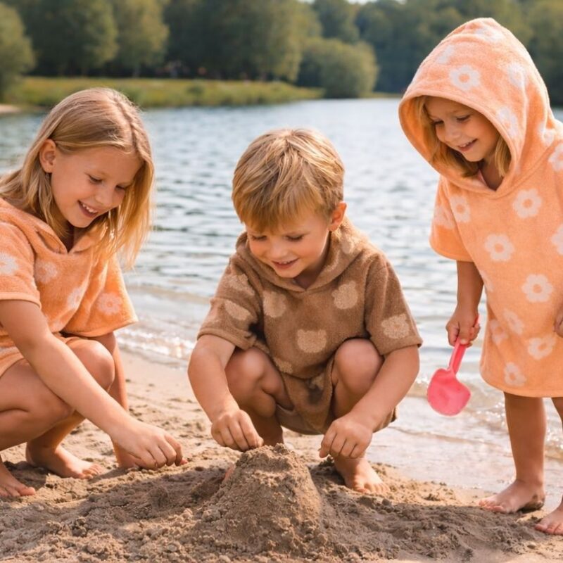 Badponcho Jacquard met naam