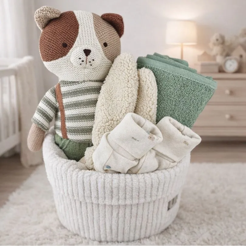 kraamcadeau zelf samenstellen, cadeau mandje