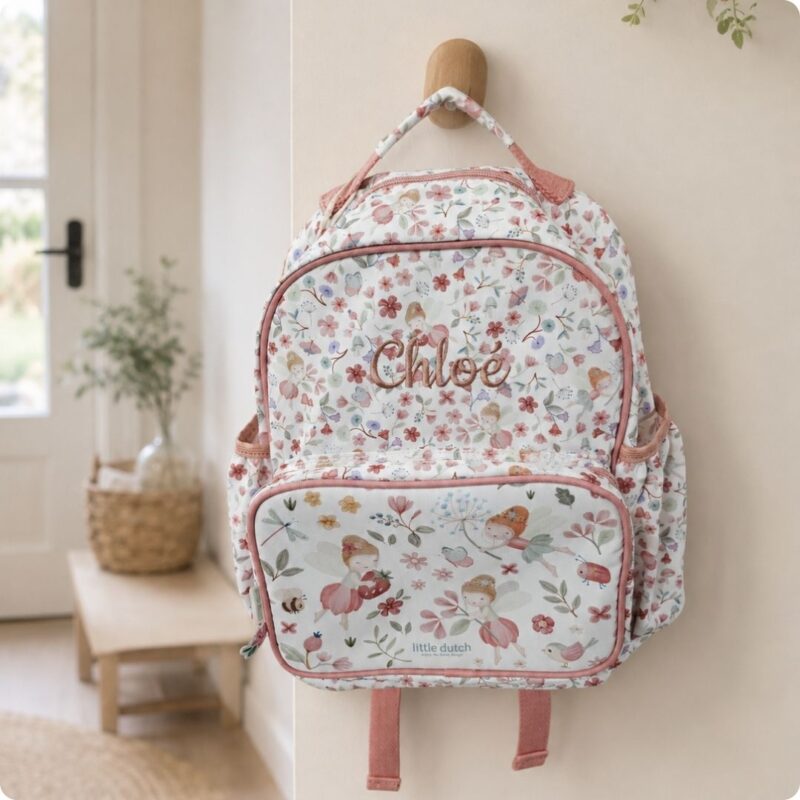 Kinderrugtas Fairies 35 cm naam geborduurd