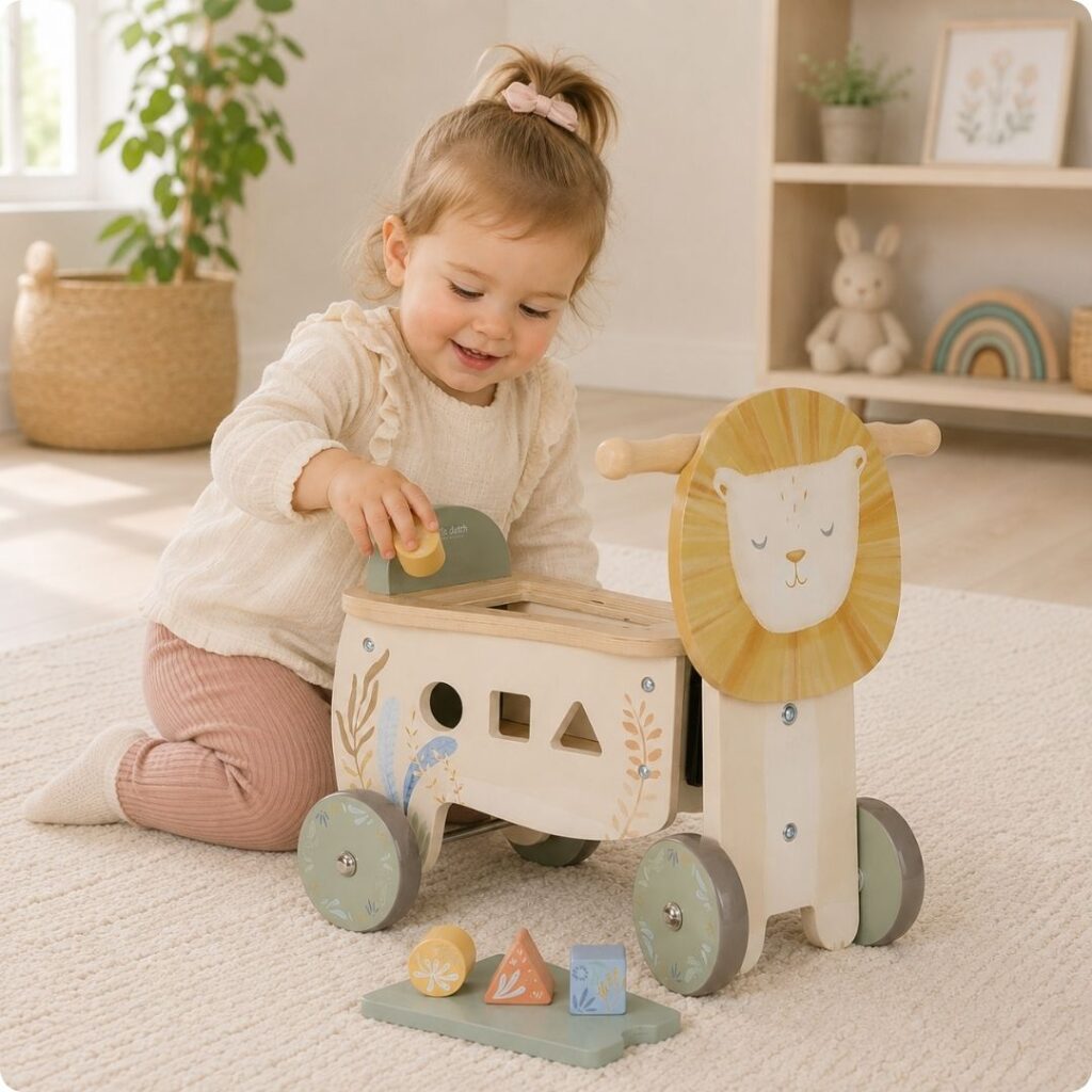 Houten loopfiets leeuw